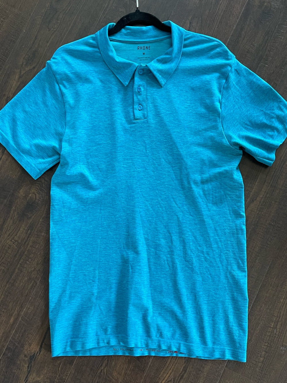 RHÔNE Blue Performance Polo Shirt Short Sleeve 3-Button Casual Golf Medium